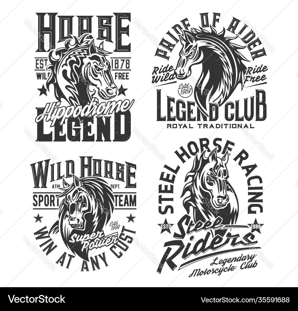 Horse racing t shirt prints equestrian sport club Horse racing t shirt prints equestrian sport club Vector Image