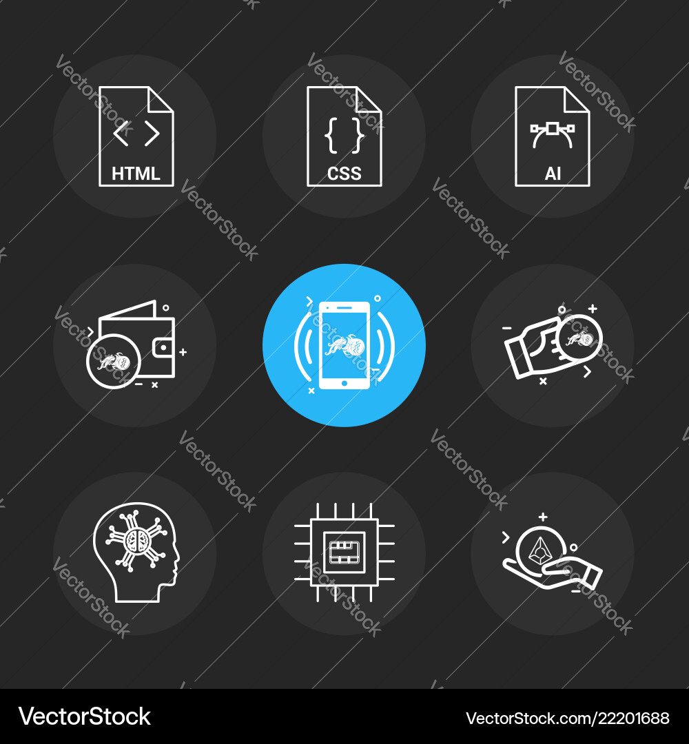 Html css ai wallet mobile crypto currency vector image
