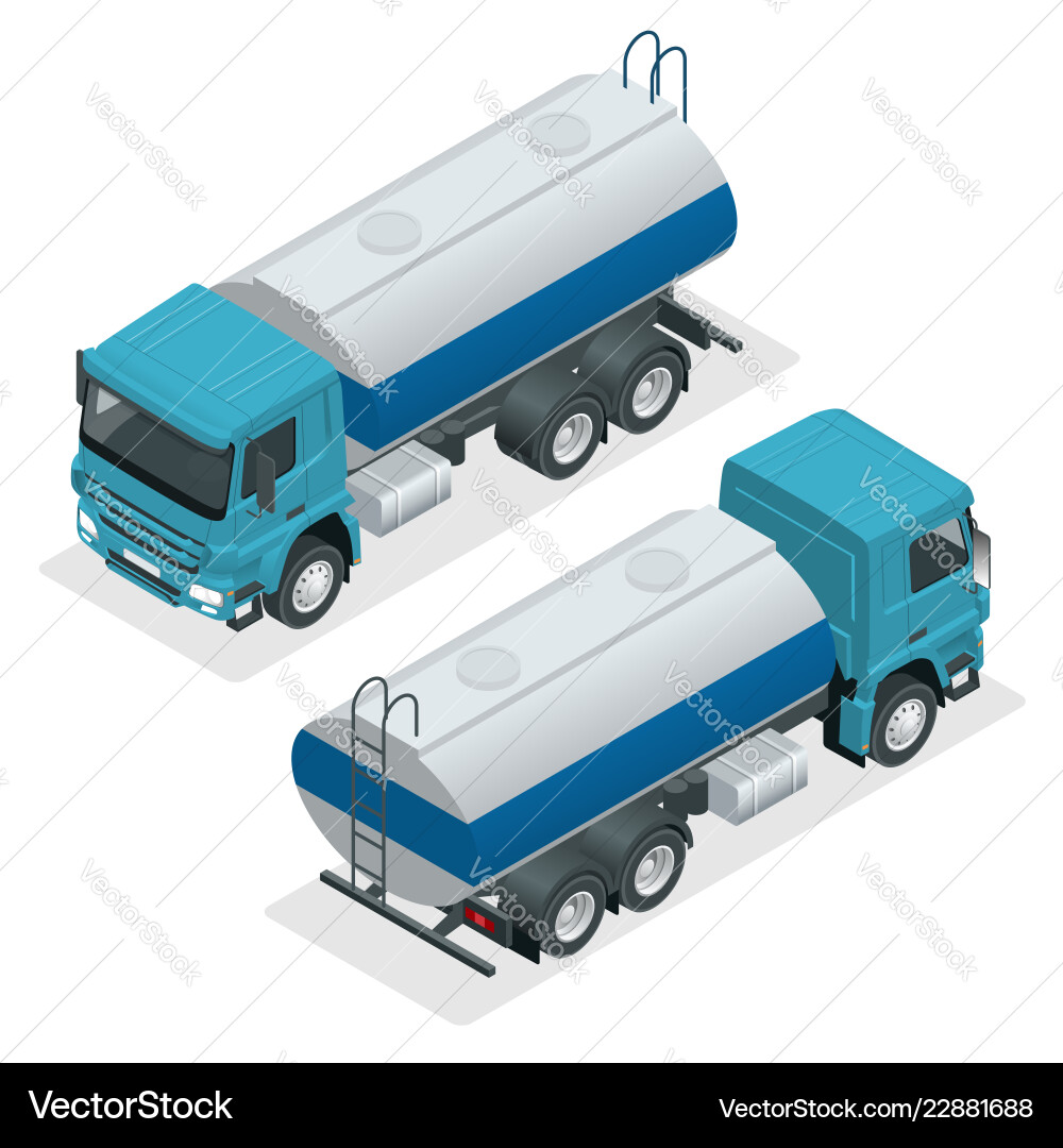 Isometric Petroleum Tanker Truck Vector Image