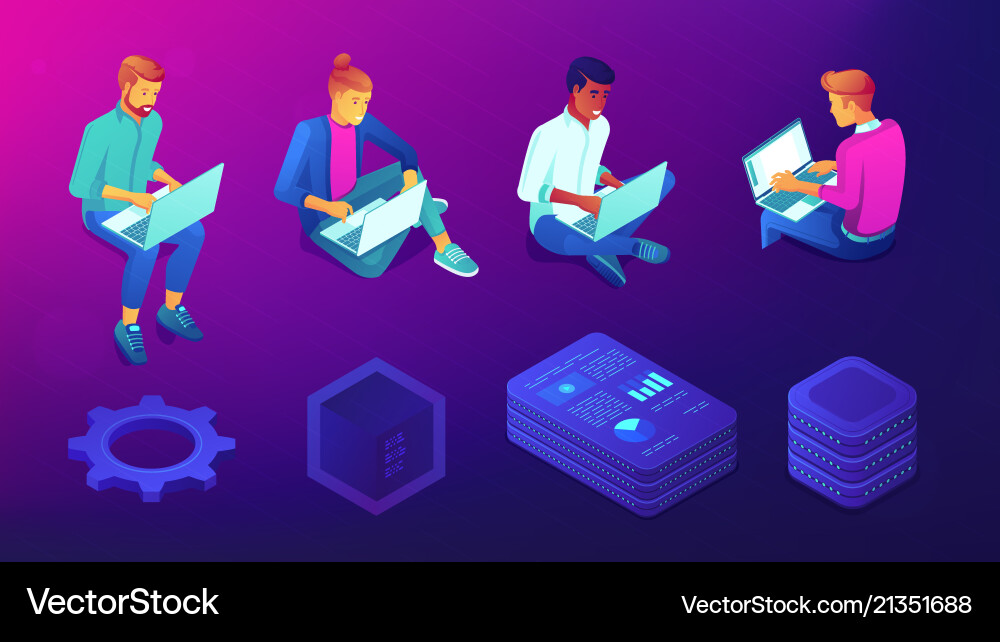Isometric Tech Developers vector image