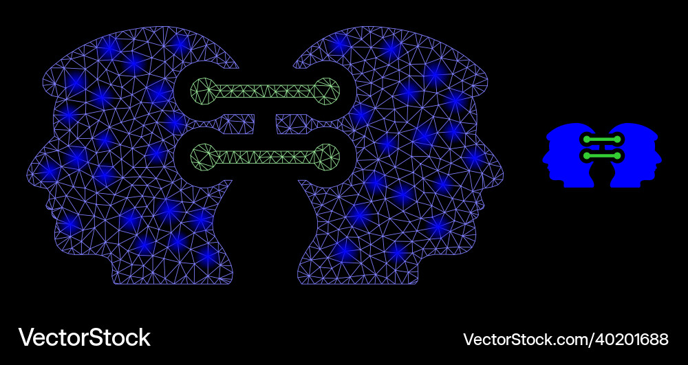 Mesh web head links integration with bright Mesh web head links integration with bright vector image