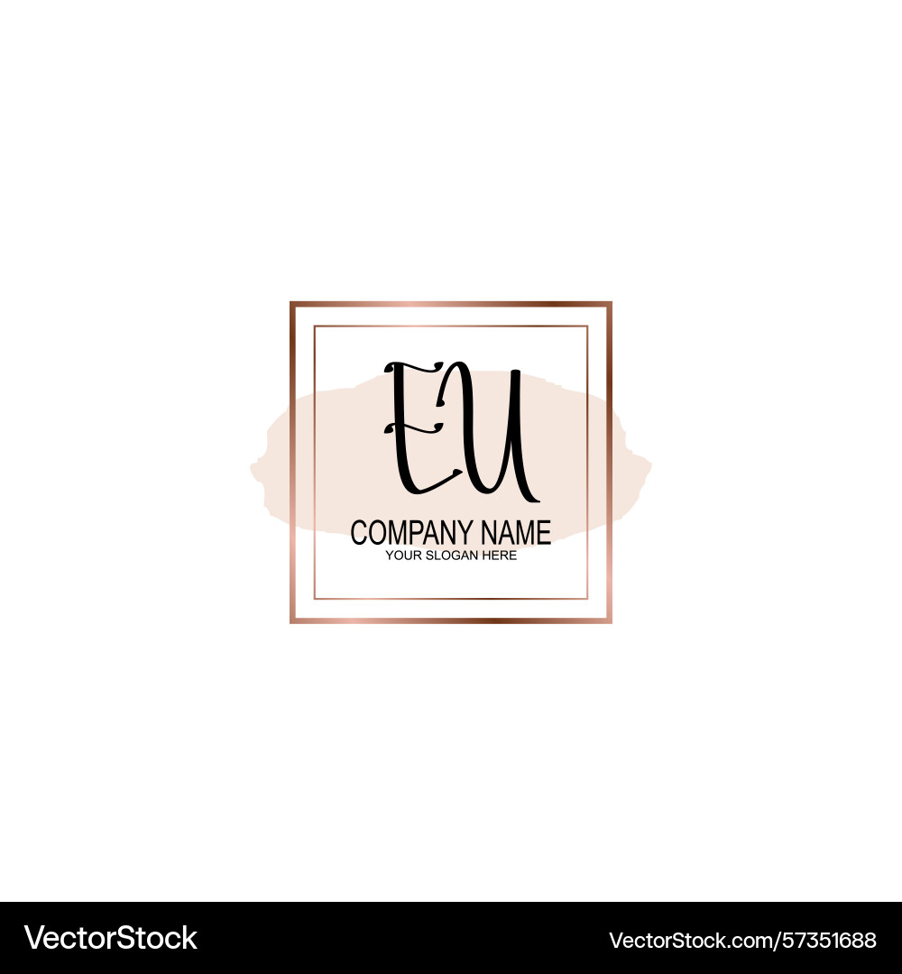 Minimalist handwritten eu initial logos with soft Vector Image