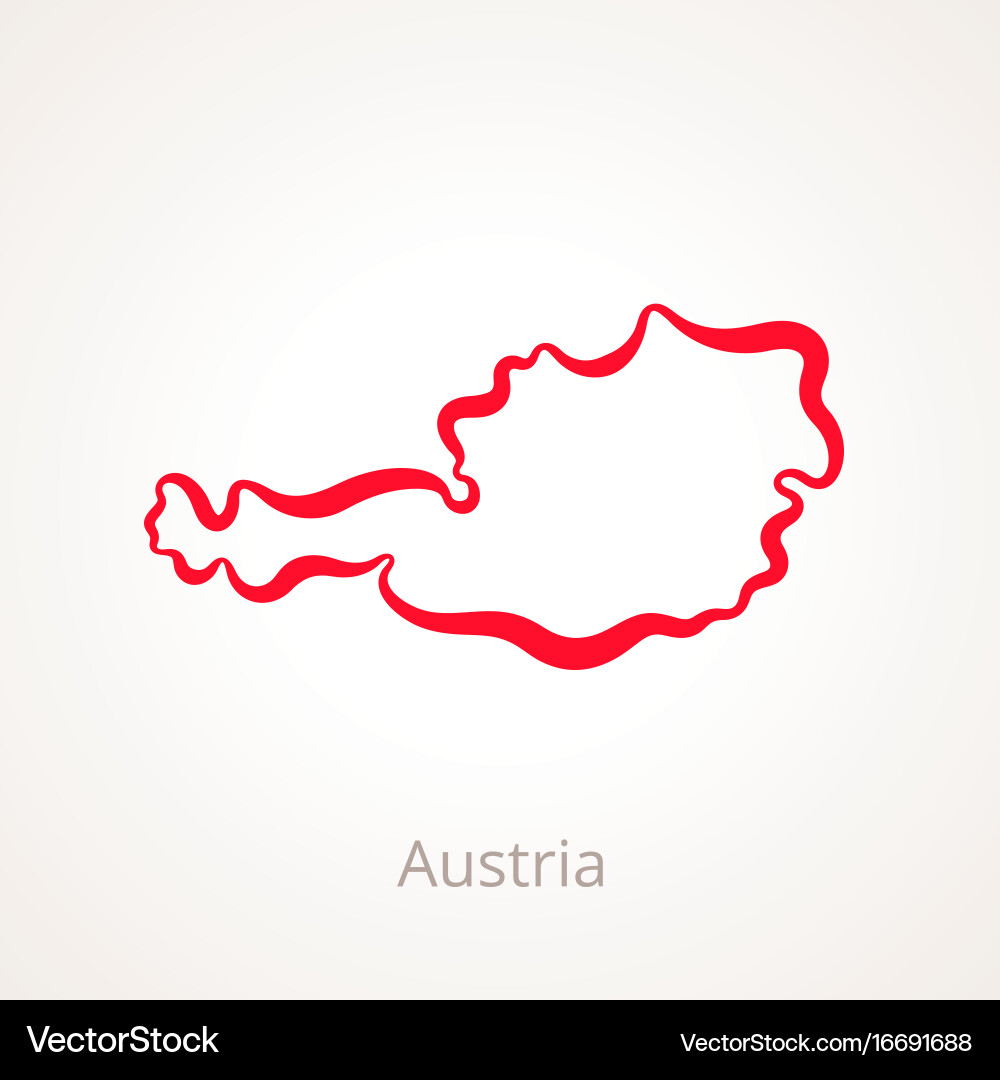 Outline map of austria marked with red line Vector Image