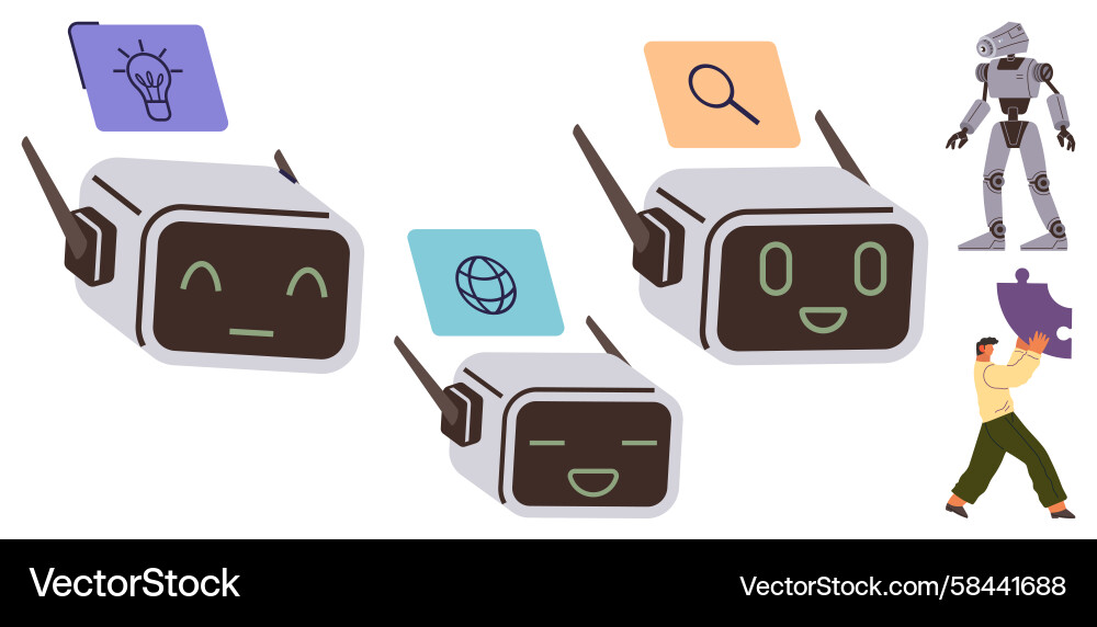Robots Exploring Innovation Vector Image