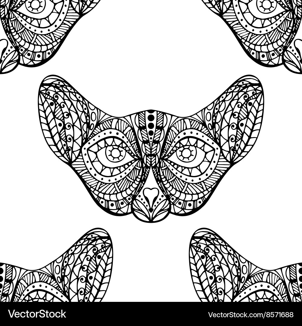 Seamless pattern with cat faces Vector Image