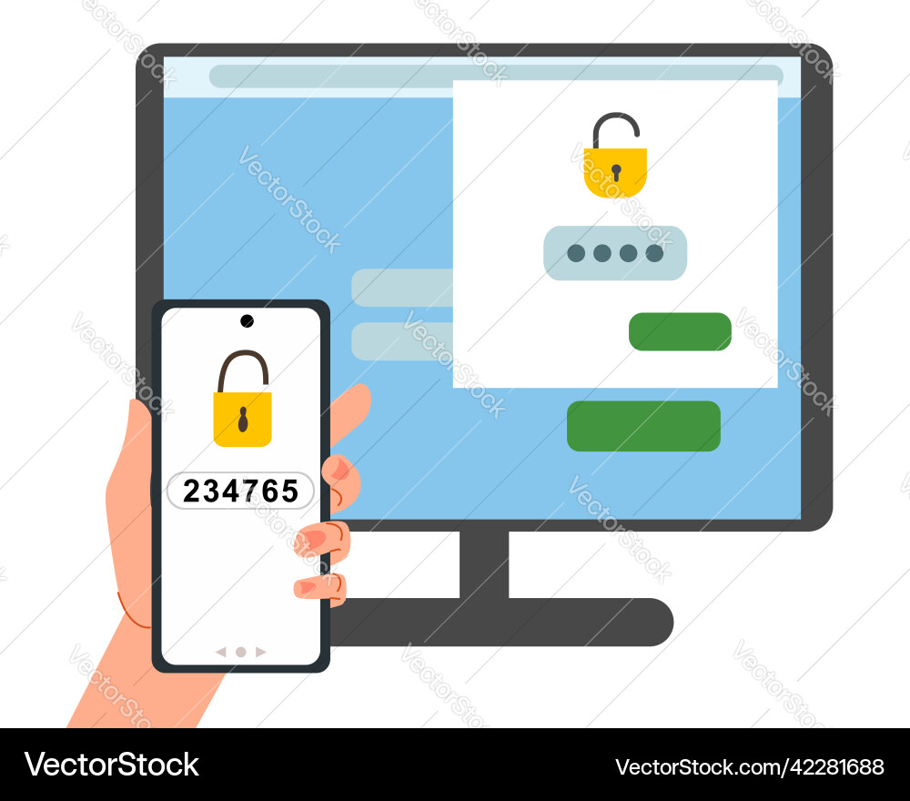 Security concept of two-factor authentication Security concept of two-factor authentication Vector Image