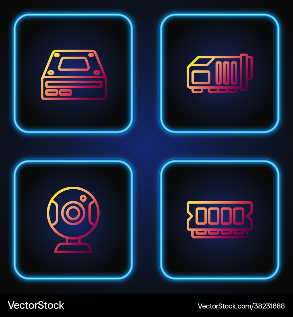 Set line ram random access memory web camera vector image