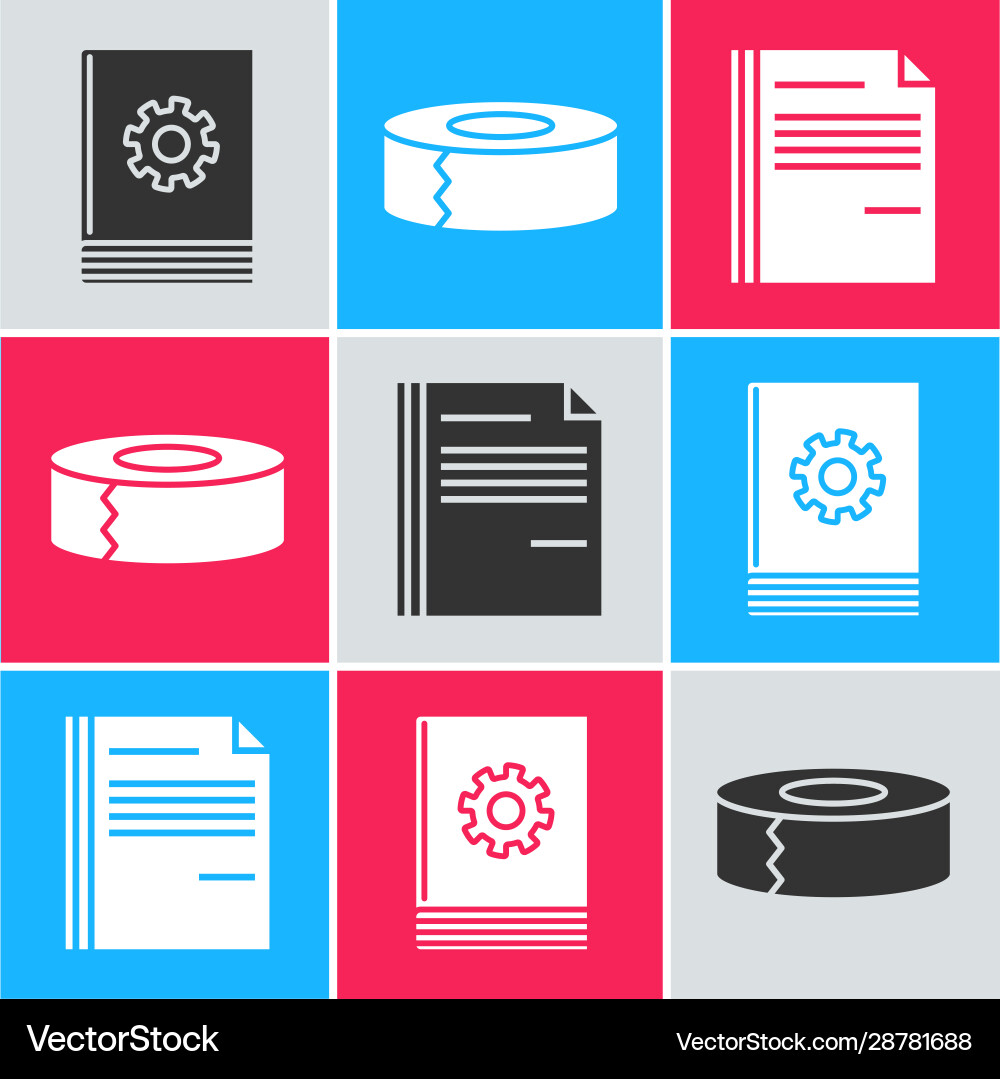 Set user manual scotch and file document icon vector image