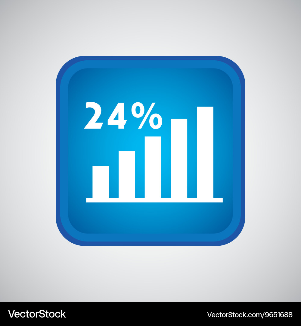 Statistics in square button isolated icon design vector image