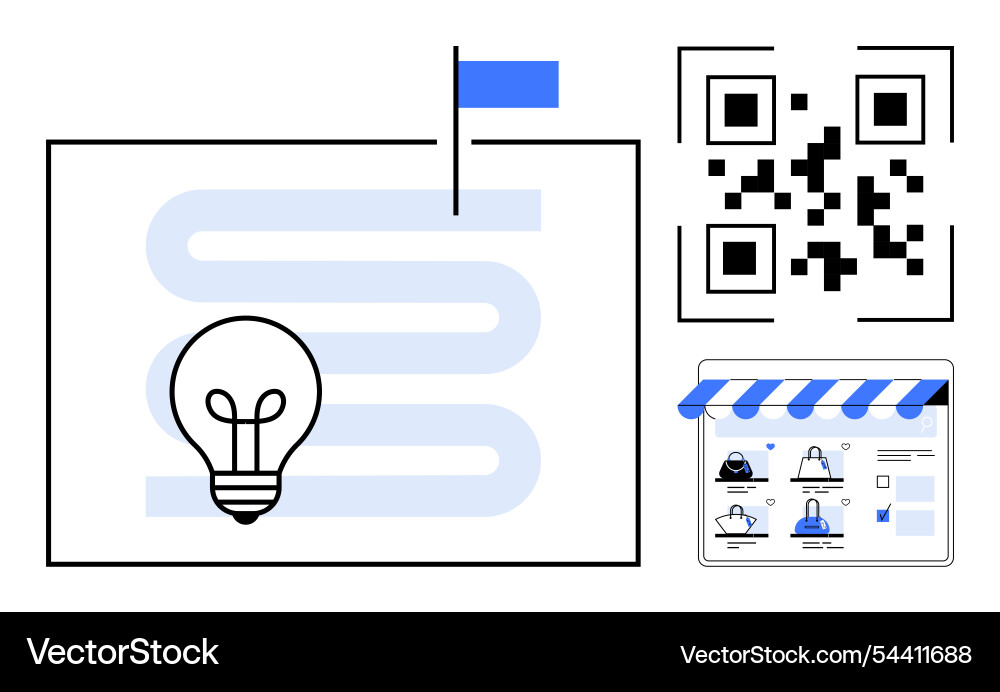 Strategic path with lightbulb idea qr code Strategic path with lightbulb idea qr code vector image