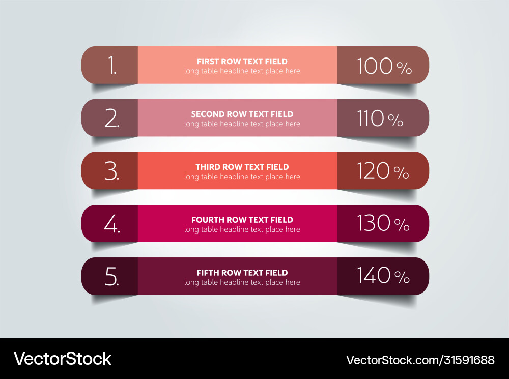 Table chart schedule design template with 5 row Table chart schedule design template with 5 row vector image