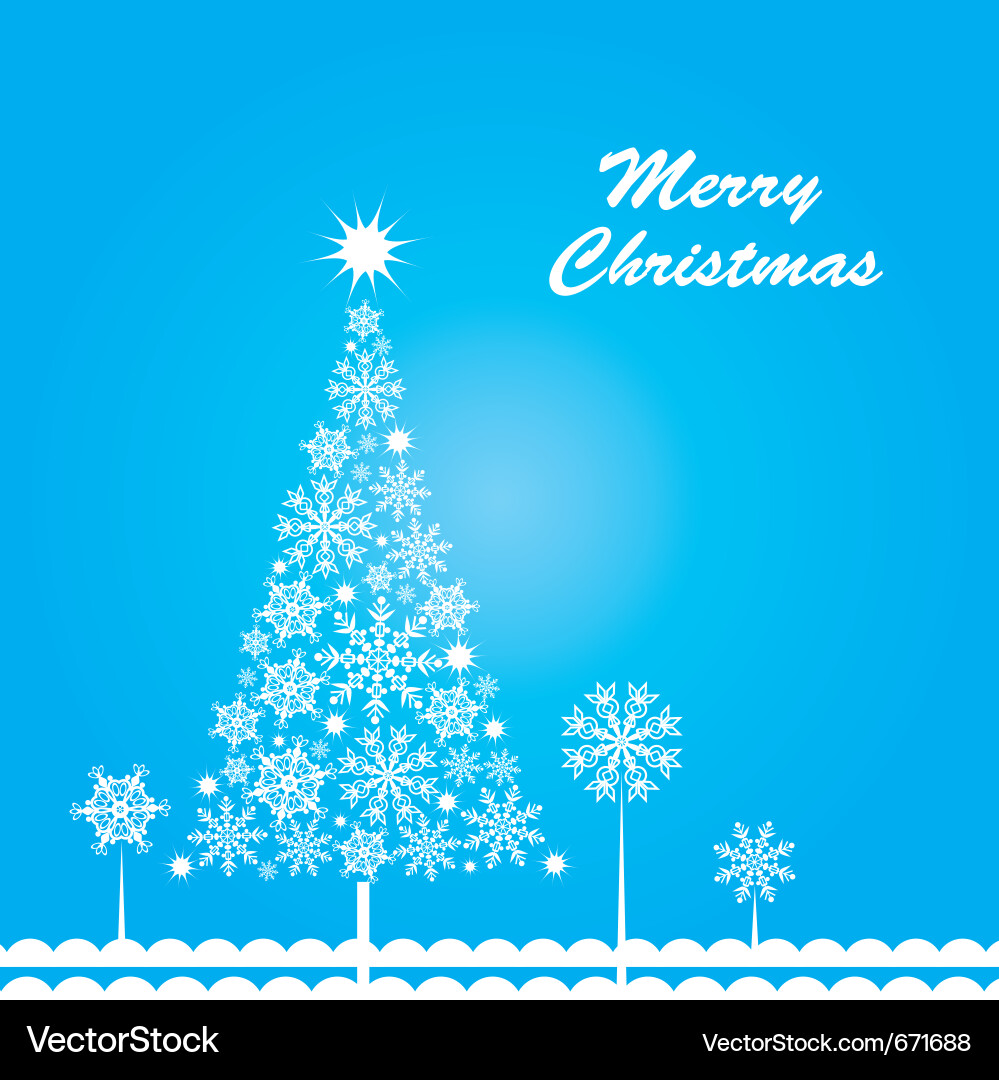 Template snowflake tree greeting card Vector Image