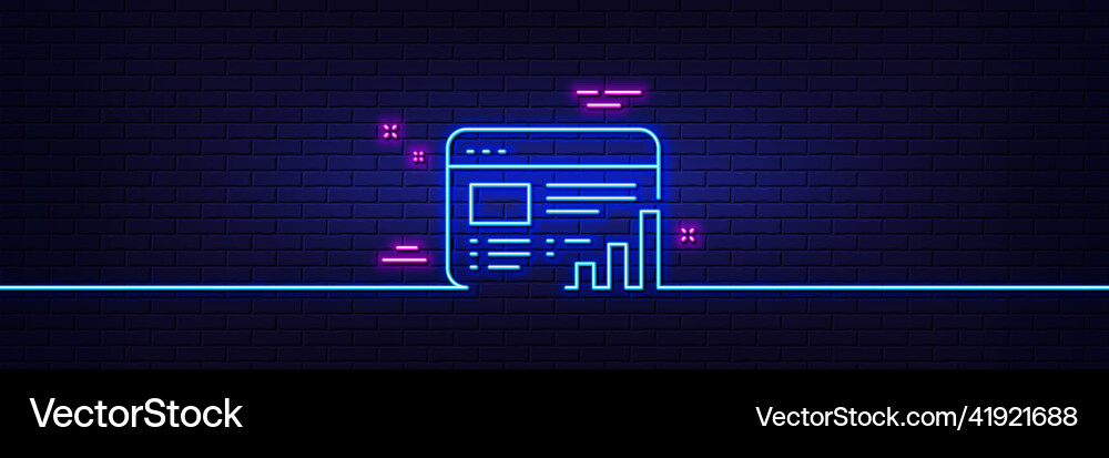 Web report line icon column graph sign neon Web report line icon column graph sign neon vector image