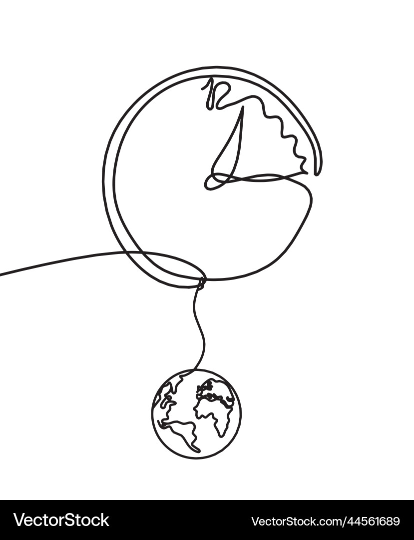 Abstract clock with globe as line drawing Abstract clock with globe as line drawing vector image