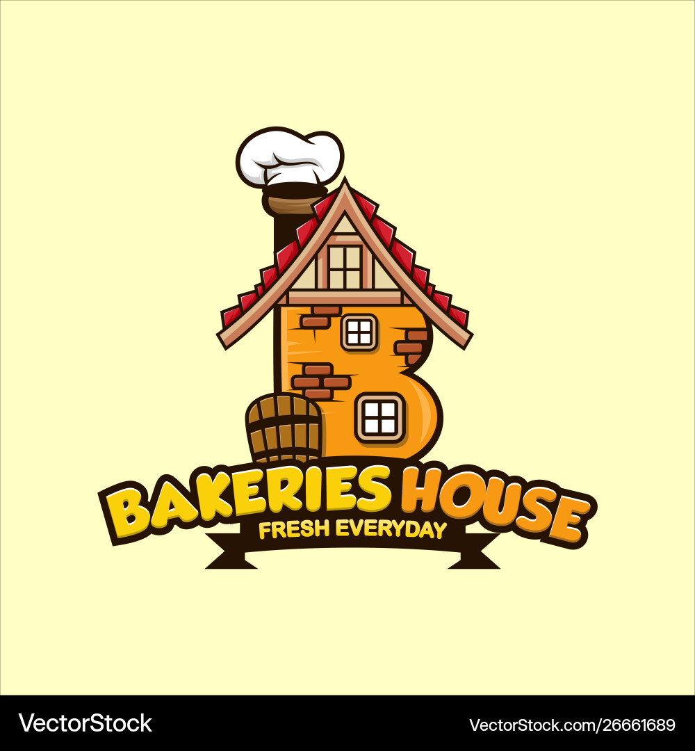 Awesome bakery house logo design Royalty Free Vector Image