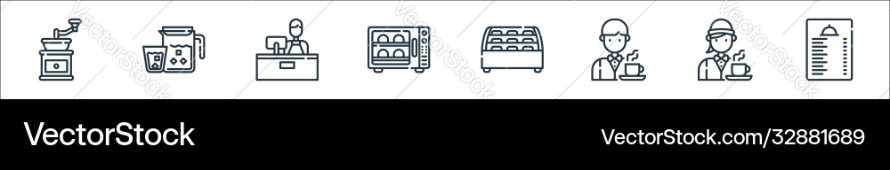 Cafe line icons linear set quality Cafe line icons linear set quality vector image
