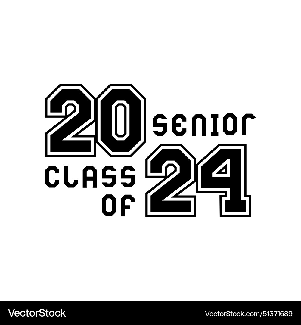 Flat class of 2024 lettering text design vector image