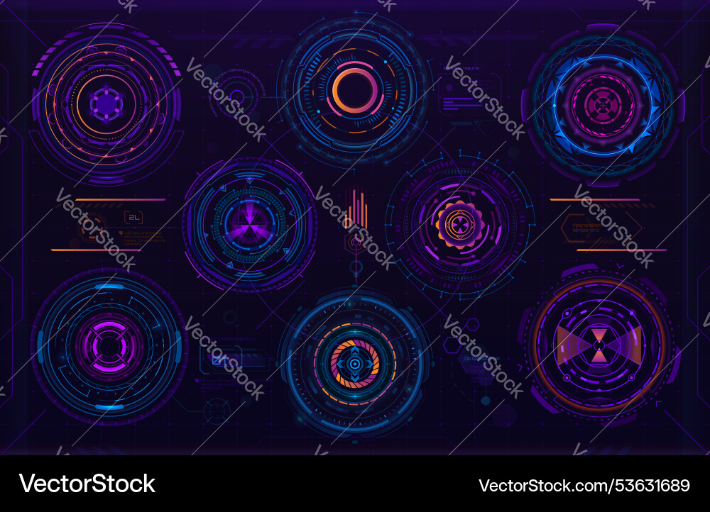 Futuristic Circular Digital Hud Or Sci Fi Elements