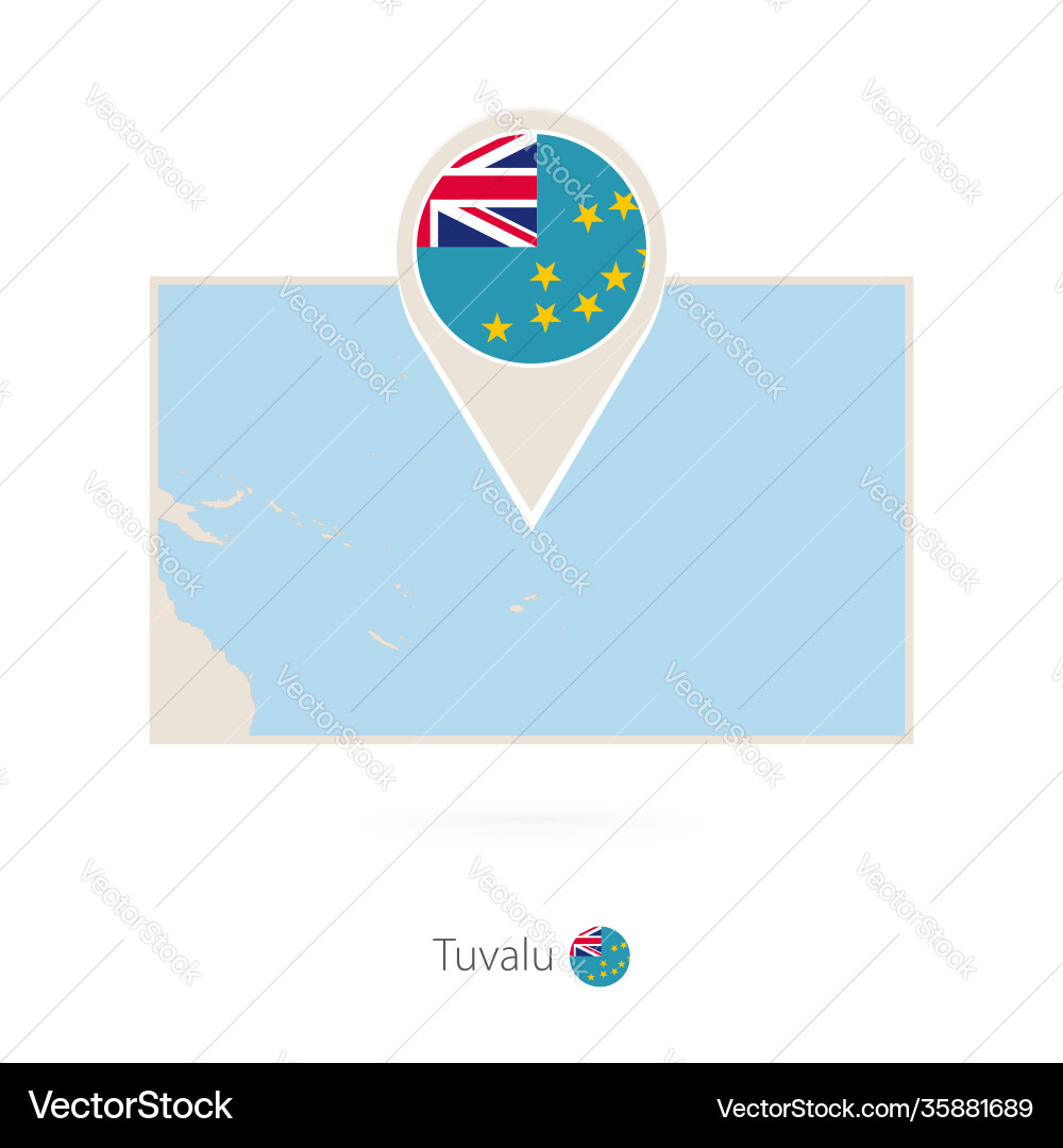 Rectangular map tuvalu with pin icon vector image