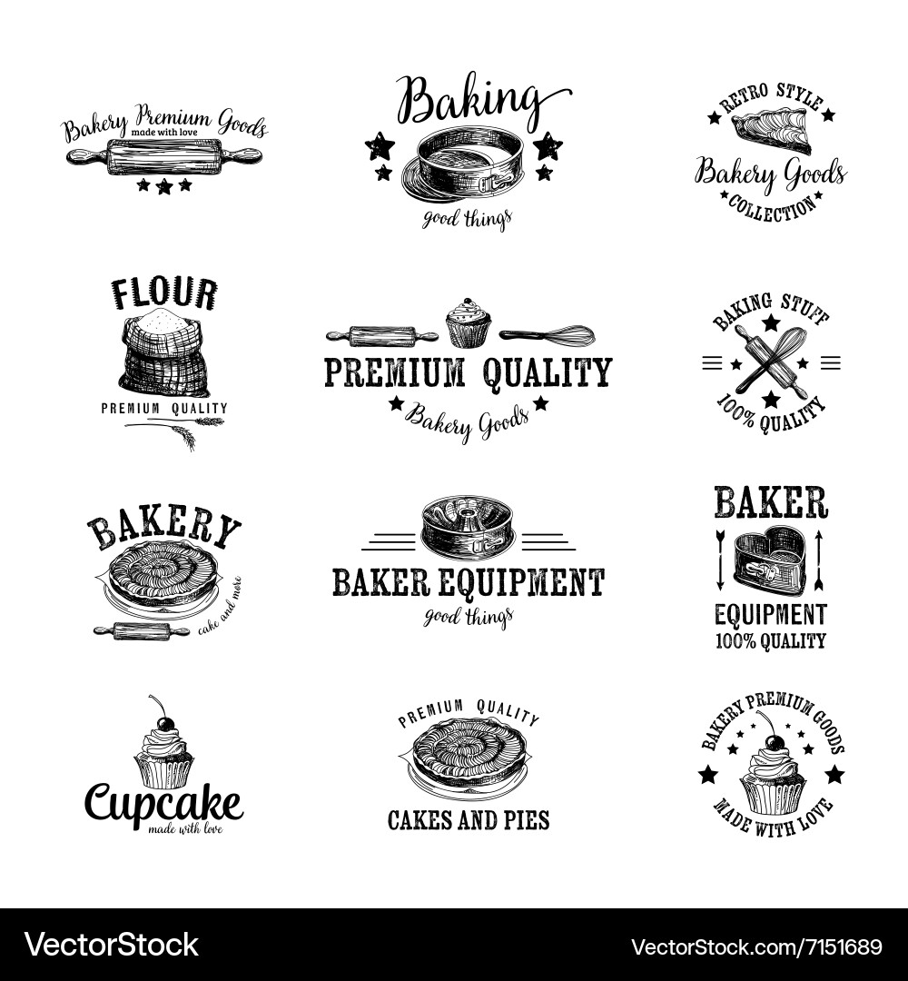 Retro Bakery Labels & Badges Vector Image