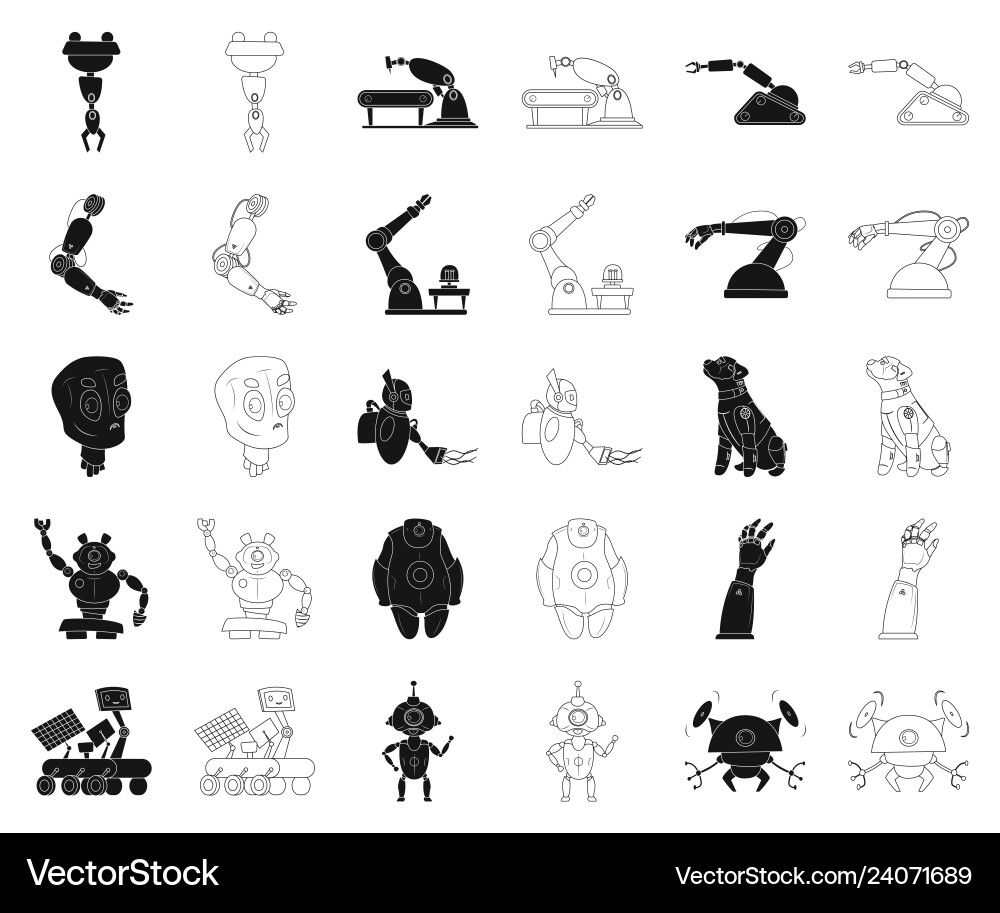Robot and factory symbol Robot and factory symbol vector image