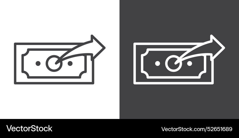 Send money icon flat set outline Royalty Free Vector Image