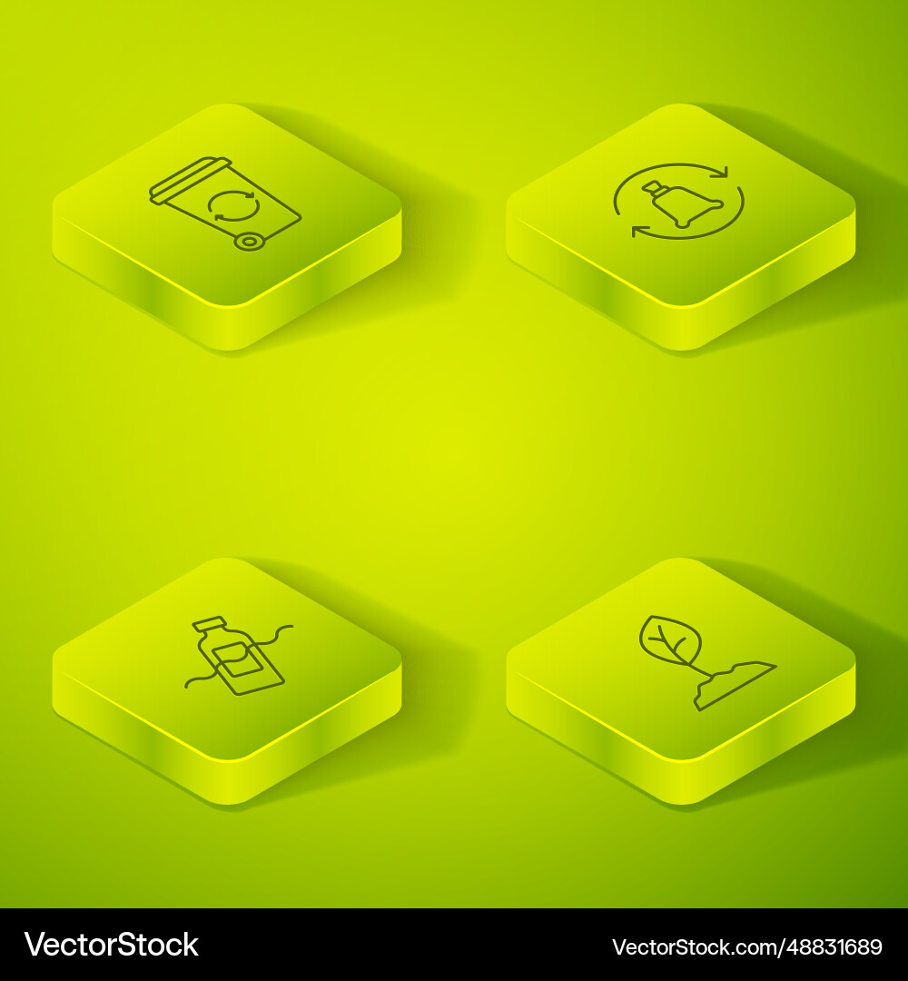 Set isometric line garbage bag with recycle Set isometric line garbage bag with recycle vector image