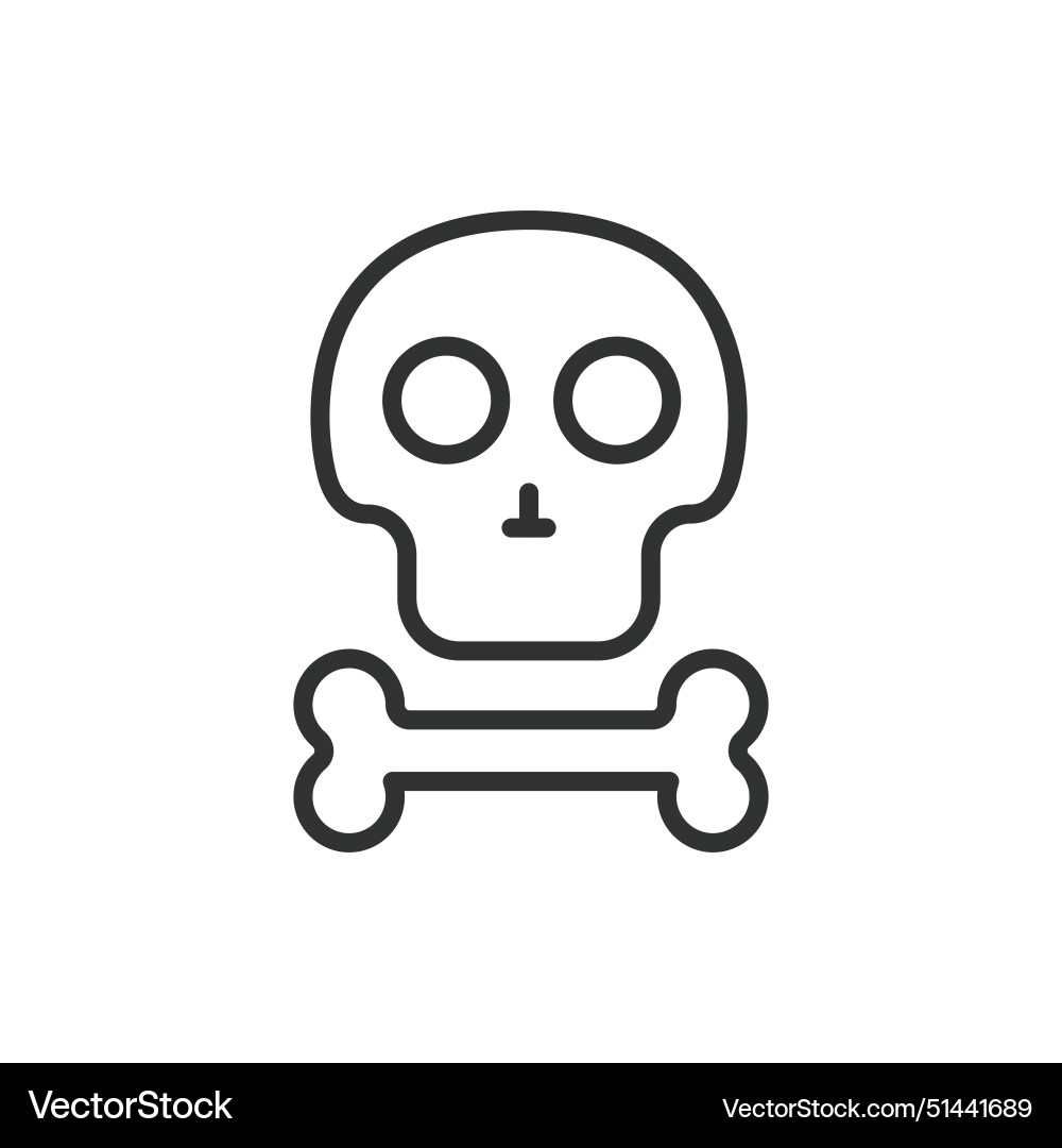 Skull and bone in line design skeleton Skull and bone in line design skeleton vector image