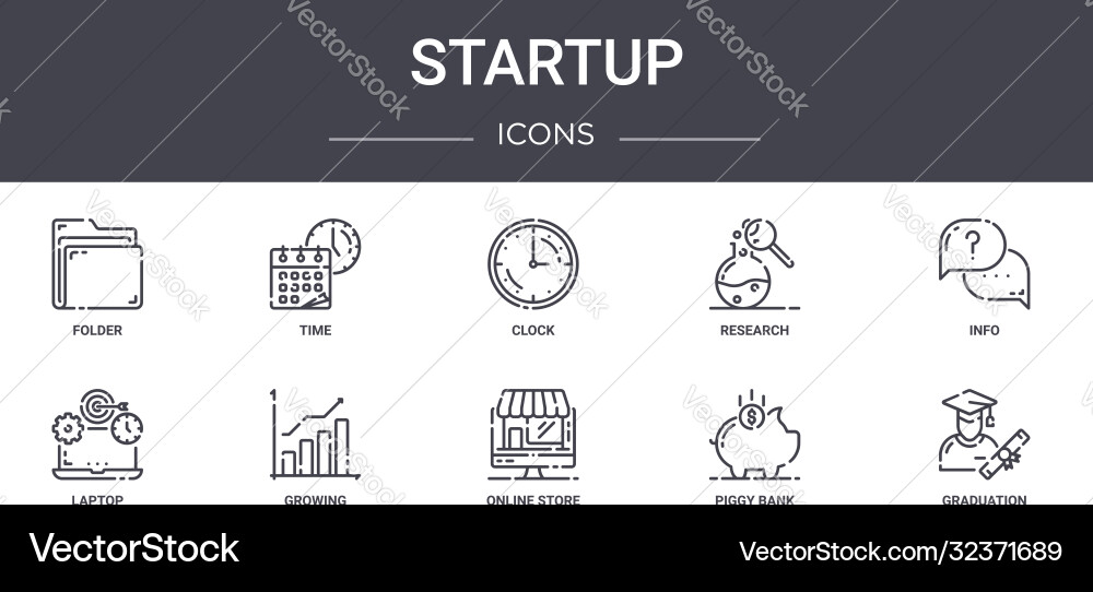 Startup concept line icons set contains Startup concept line icons set contains vector image