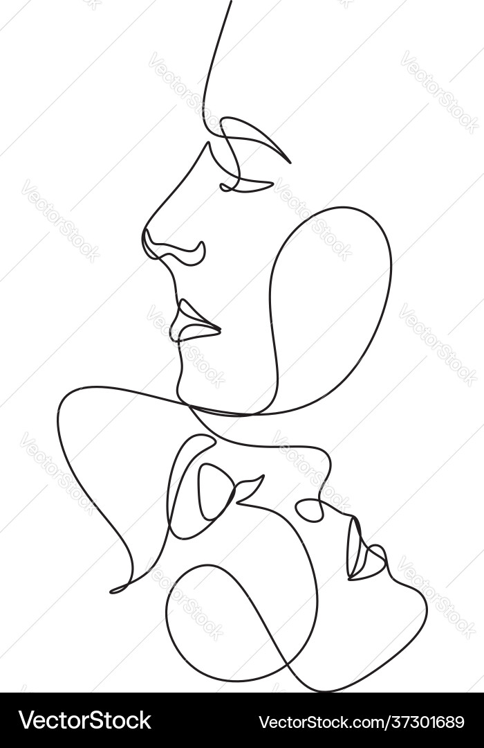 Surreal faces continuous line drawing set Vector Image
