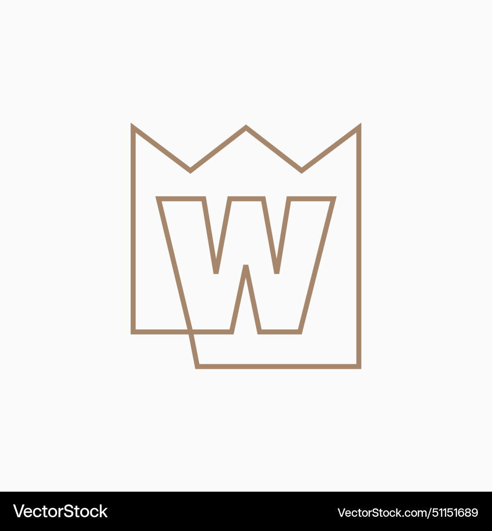 W letter king crown logo icon Royalty Free Vector Image