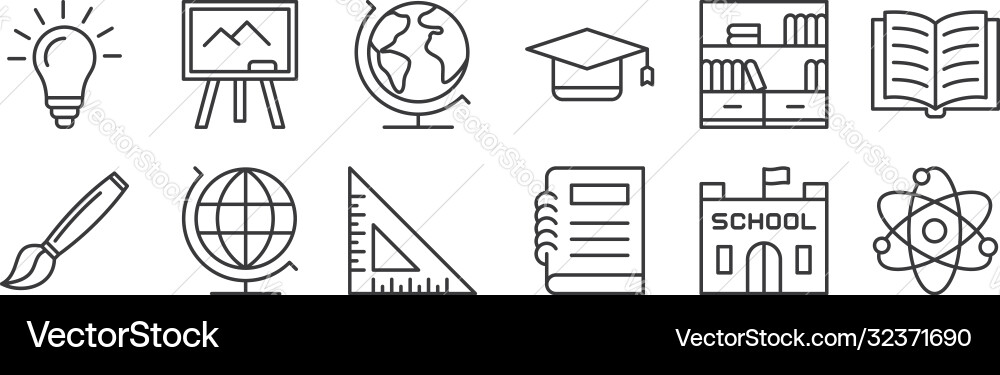 12 set lineare Bildung Icons dünn Umriss 12 set lineare Bildung Icons dünn Umriss vektorbild