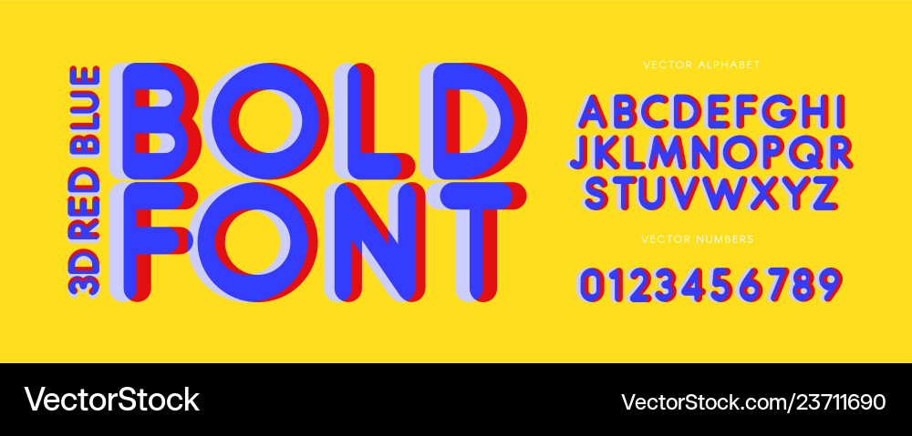 3D Red & Blue Letter Set - Pop Art Effect Vector Image