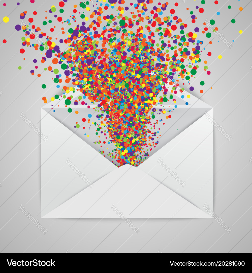 An envelope with a colorful abstract Vector Image