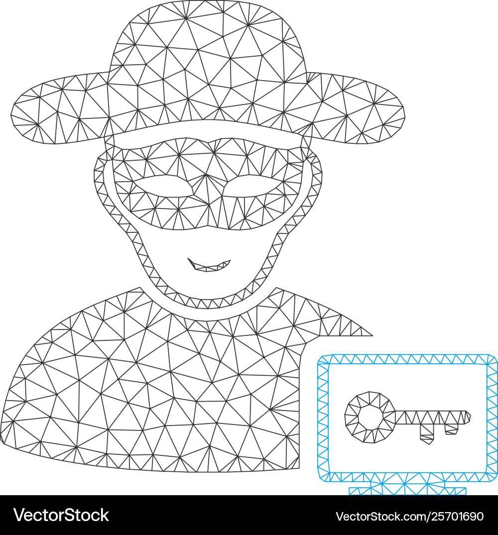 Computer hacker polygonal frame mesh Computer hacker polygonal frame mesh Vector Image