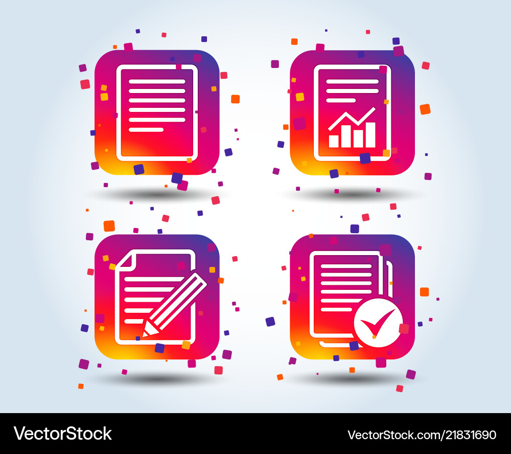 Document icons file with chart and checkbox Vector Image