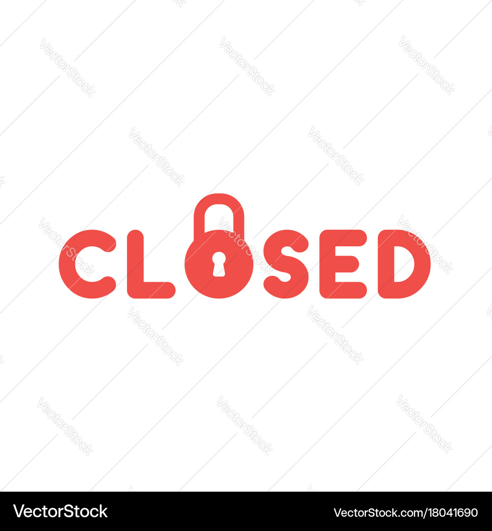 Flat design style concept of red closed text Vector Image