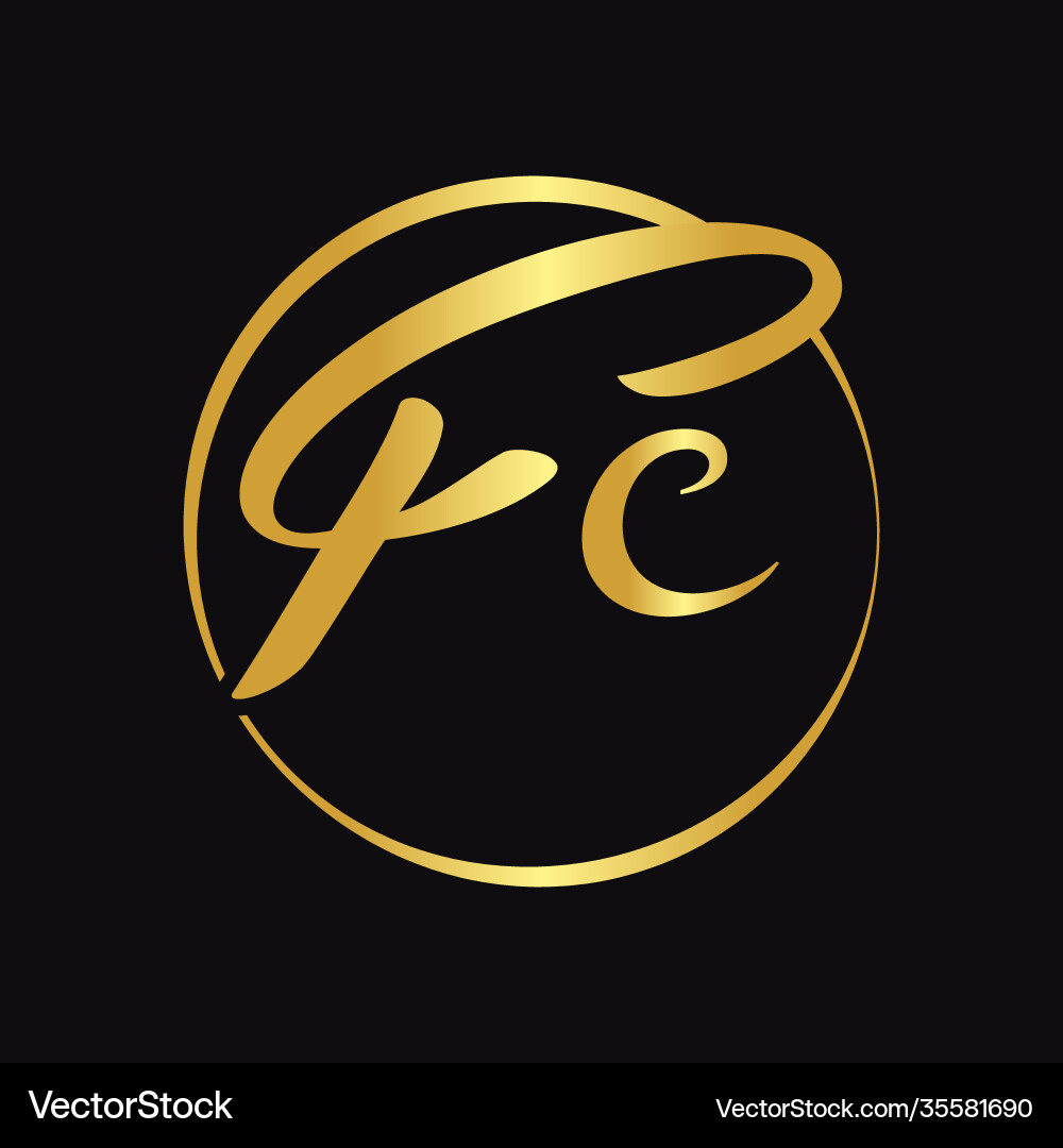 Initial fc script letter type logo design vector image