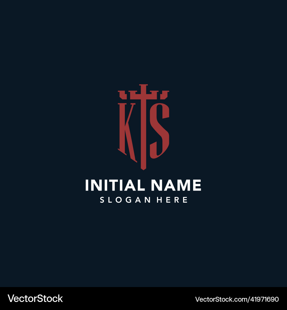 Ks initial monogram logos with sword and shield Ks initial monogram logos with sword and shield Vector Image
