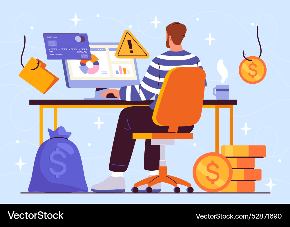Man with database security young guy sits Man with database security young guy sits vector image