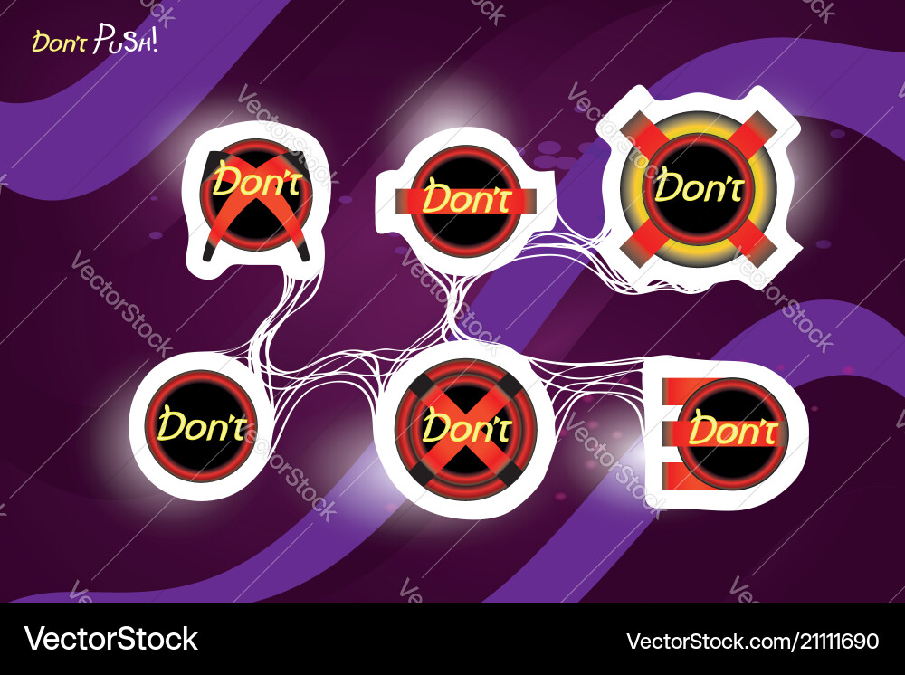 Retro ui button - dont push key computer stop Retro ui button - dont push key computer stop vector image