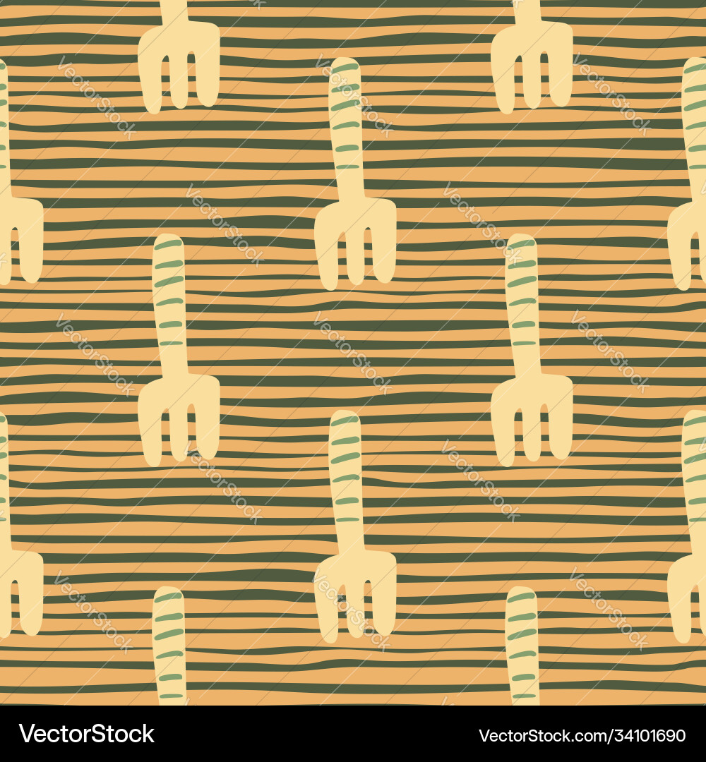 Seamless pattern with hand drawn abstract rake Seamless pattern with hand drawn abstract rake vector image