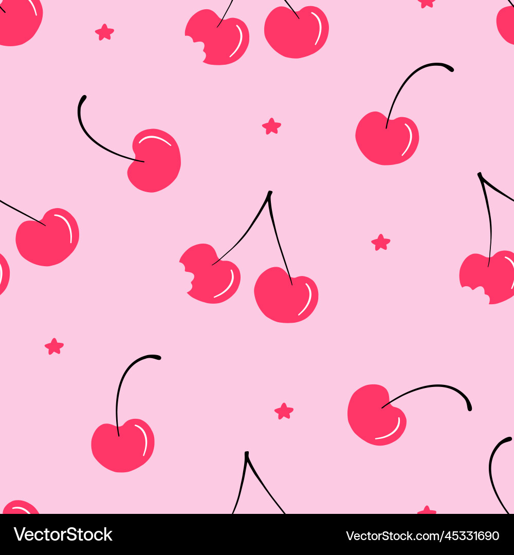 Seamless pattern with red cherries Vector Image