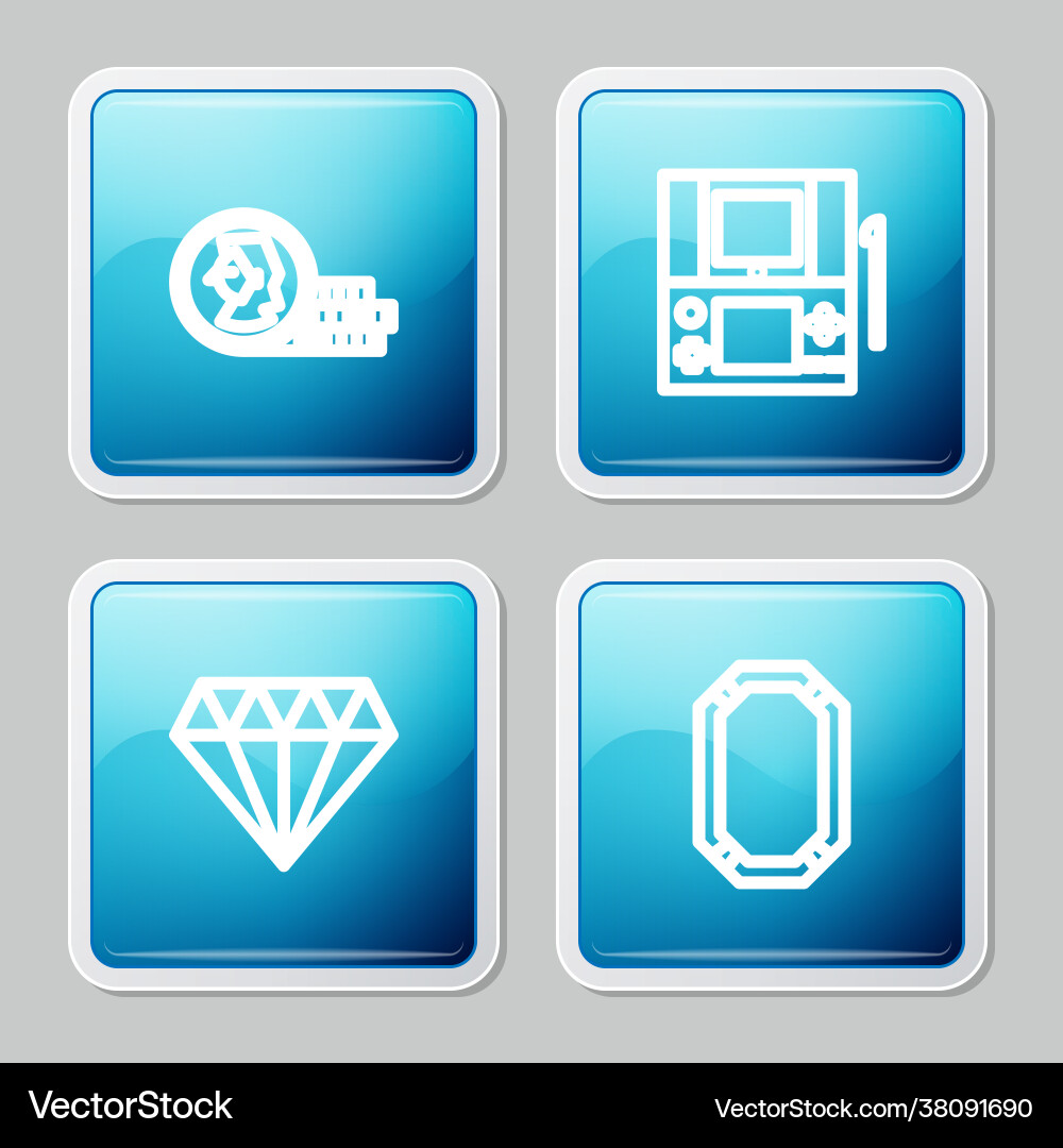 Set line coin for game portable video console Vector Image