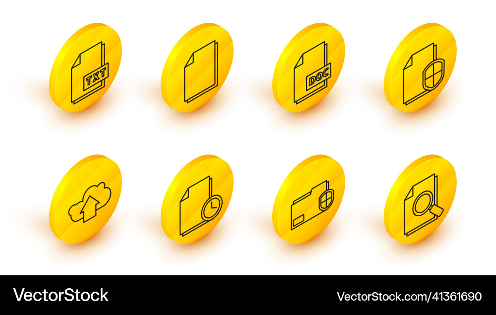 Set line document with search folder protection Set line document with search folder protection vector image
