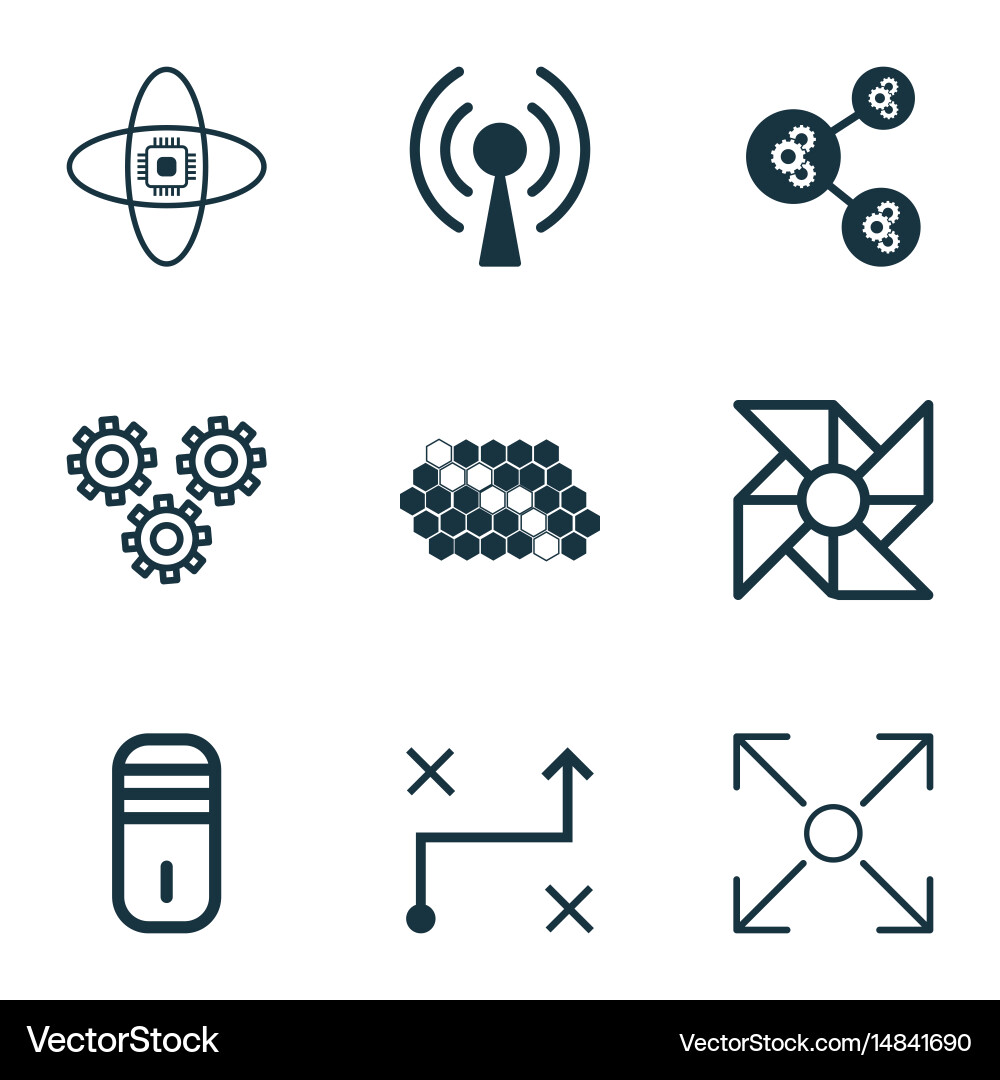 Set of 9 robotics icons includes algorithm Vector Image