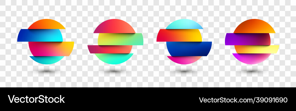 Set of deformed gradient circles in glitch style Set of deformed gradient circles in glitch style vector image