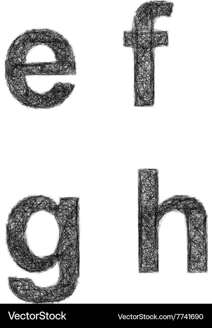 Sketch font set - lowercase letters e f g h vector image