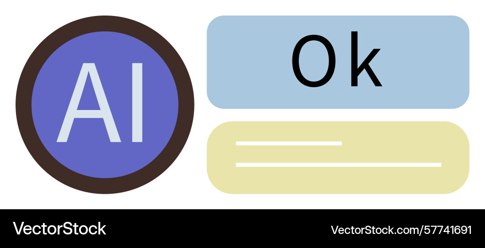Ai badge with ok button and text panel Vector Image