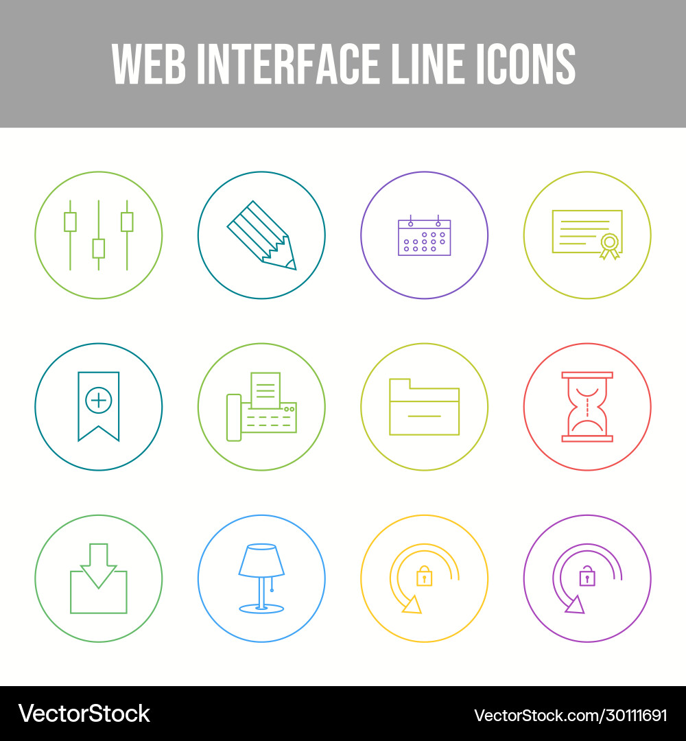 Beautiful web interface icon set vector image